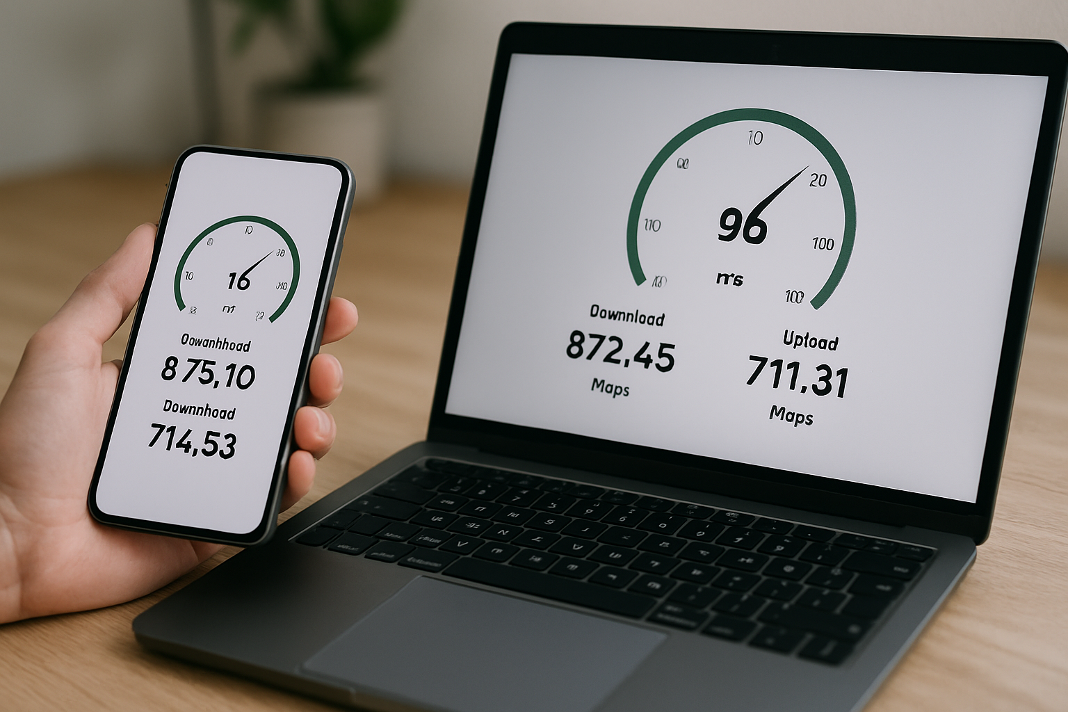 Mobile and desktop speed test results demonstrating fast load times