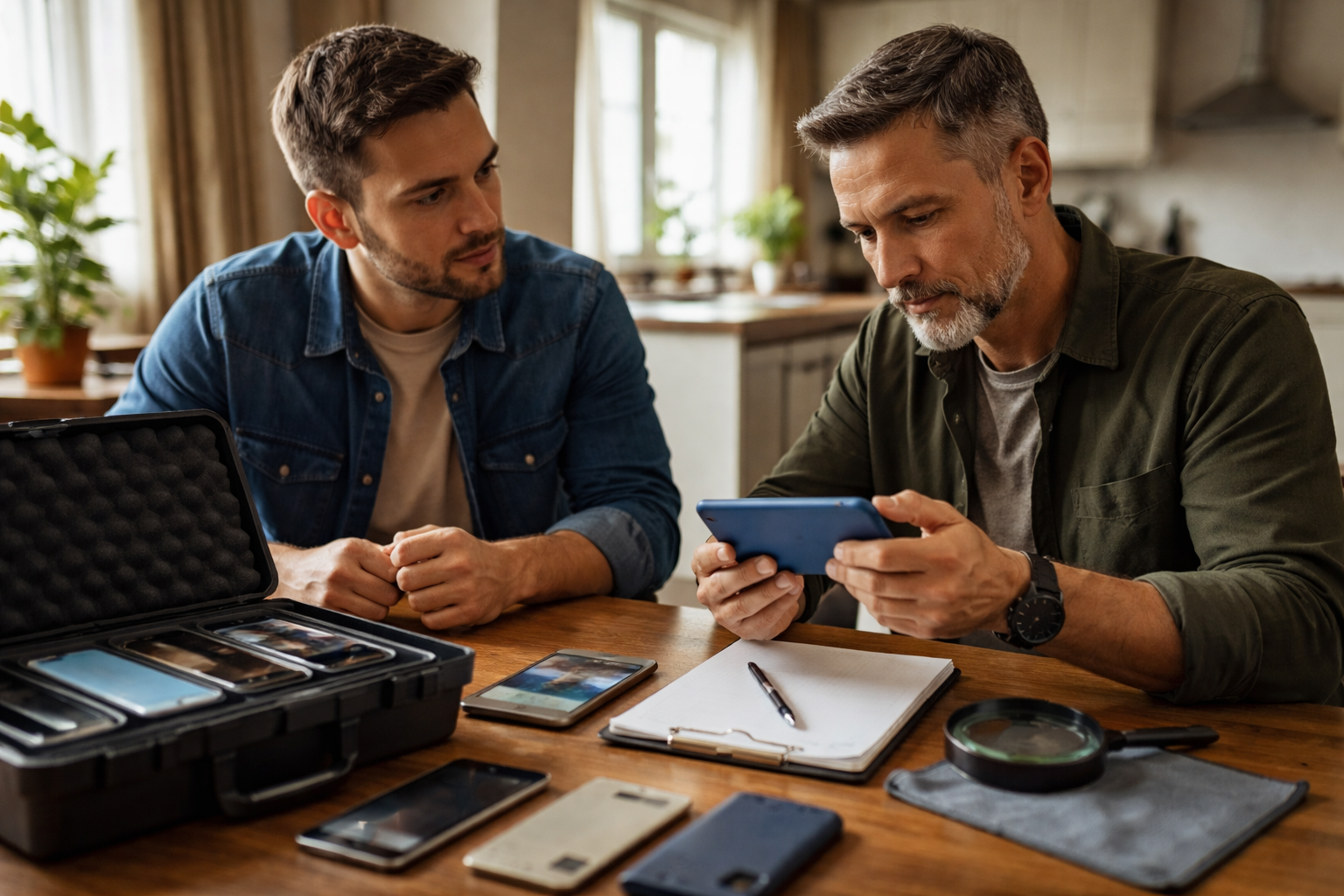 Discreet mobile valuation taking place at a customer’s home table