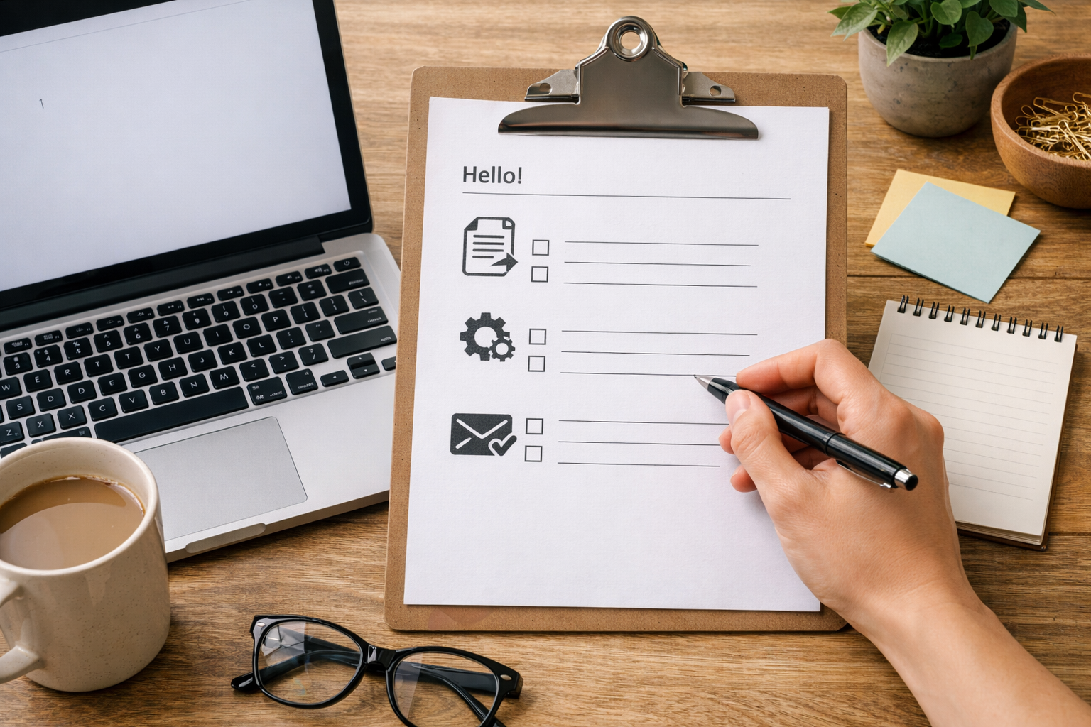 Friendly email template showing clear instructions and concise checklist items